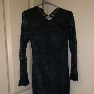 Black open back prom dress